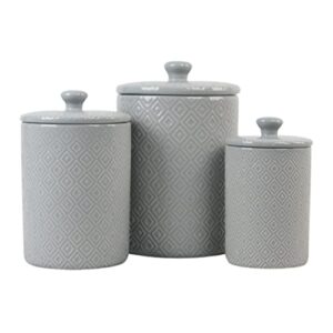10 strawberry street kitchen canister set, 3 piece, diamond gray
