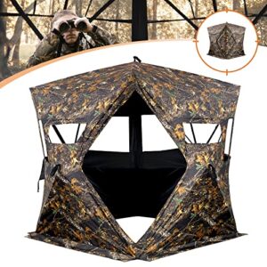gearoz hunting blind, see through ground blinds for deer hunting 3-4 person pop up tent turkey blind for bow hunting 270°, portable durable deer blind for hog turkey duck hunting
