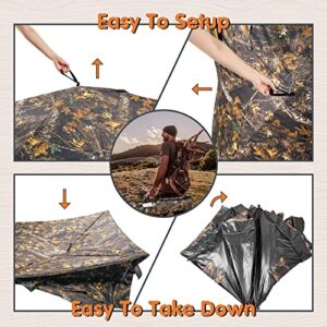 GearOZ Hunting Blind, See Through Ground Blinds for Deer Hunting 3-4 Person Pop Up Tent Turkey Blind for Bow Hunting 270°, Portable Durable Deer Blind for Hog Turkey Duck Hunting