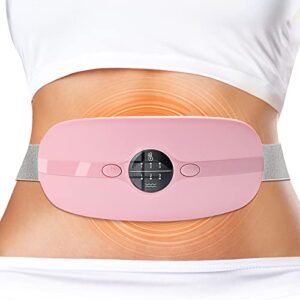 portable cordless heating pad, menstrual heating pad with 3 heat levels and 3 vibration massage modes, fast heating belly wrap belt, back or belly pain relief heating pad for women and girl(pink)