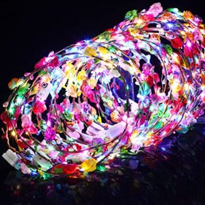 180 pieces led flower crown headbands bulk multicolor light up floral wreath crowns flower hair garlands headdress crowns for women girls hair accessories wedding holiday festival christmas party