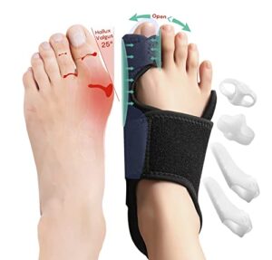 kutain bunion corrector for women and men 2pc, big toe separator pain relief, big toe straightener with splint, bunion corrector pad with adjustable strap, hallux valgus brace for day/night support