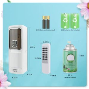 HOUSEHOLD WORLD Automatic Air Freshener Dispenser, LED Display Wall Mount/Freestanding Battery Powered (Not Included) Aerosol Spray Dispenser for Home, Bathroom, Hotel, Office, Commercial (White)