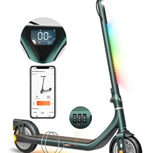 Atomi Alpha Electric Scooter Adults, 650W Motor Electric Scooter with 25 Miles Long Range, 19 Mph Speed, Colorful Ambient Lights, Combination Lock, Smart App, Folding Portable Adults Electric Scooter