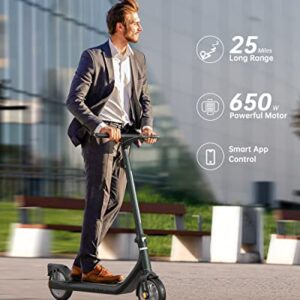 Atomi Alpha Electric Scooter Adults, 650W Motor Electric Scooter with 25 Miles Long Range, 19 Mph Speed, Colorful Ambient Lights, Combination Lock, Smart App, Folding Portable Adults Electric Scooter