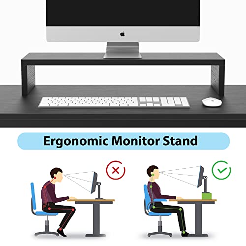 47 INCH L Shaped Computer Desk with Storage Shelves, Heavy Duty Home Office Desks with Monitor Stand, Corner Desk for Small Space Bedroom, Study Writing Workstation PC Table, Easy to Assemble, Black