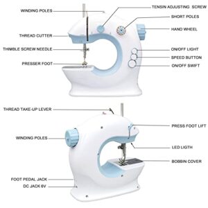 Mini Sewing Machines for Kids and Beginners, Portable and Lightweight, 2 Speeds Double Thread, MARIG FHSM-213