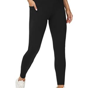 THE GYM PEOPLE Women's V Cross Waist Workout Leggings Tummy Control Running Yoga Pants with Pockets(Black, Medium)