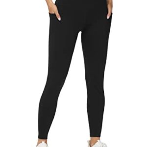 THE GYM PEOPLE Women's V Cross Waist Workout Leggings Tummy Control Running Yoga Pants with Pockets(Black, Medium)