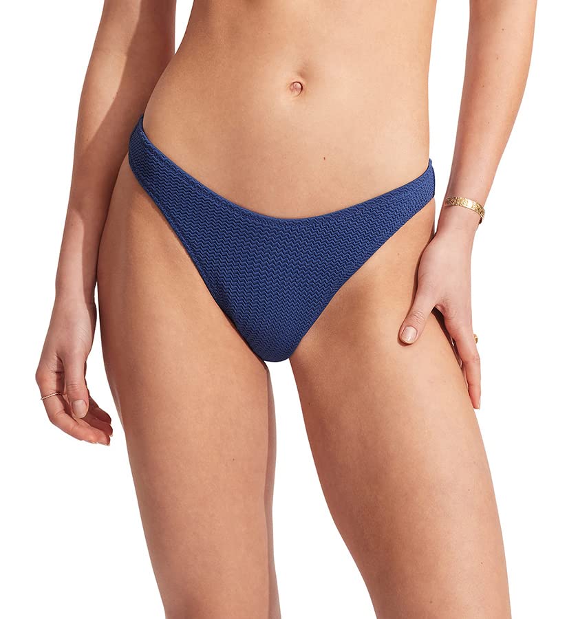 Seafolly Women's Standard High Cut Pant Bikini Bottom Swimsuit, Sea Dive Ultramarine, 6
