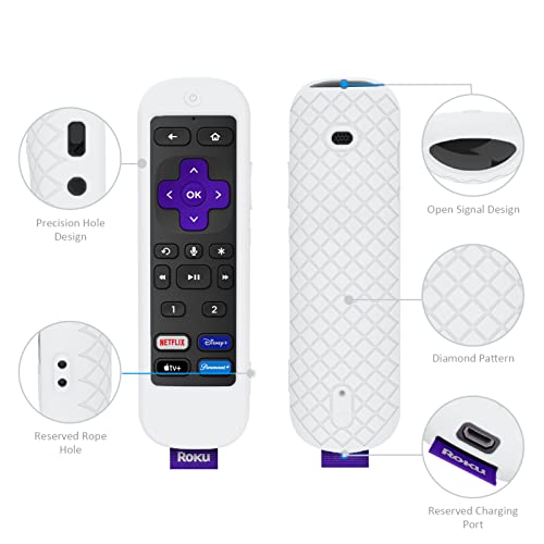 Remote Cover Replacement for Roku Ultra 2022/Voice Remote Pro 2021, Remote Case with Strap, White - PDEEY