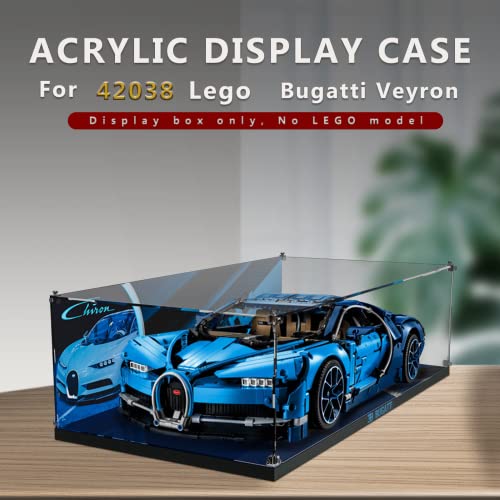 Xunsan Acrylic Display Case for Lego 42083 Series Construction Items-3MM Thick Dustproof Transparent Acrylic Display Box for Lego Technic Bugatti Chiron 42083（Display case only, no Model）