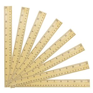 Ruler 12 Inch Wooden Rulers for Kids, 8 Packs Bulk Rulers with Centimeters and Inches, Metric Wood Ruler for Students Drafting School Teacher Classroom Supplies, 2 Scales