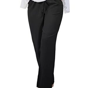 utcoco Women's Cotton Linen Drawstring High Waisted Pants Casual Loose Fit Wide Leg Trousers (L, Black)