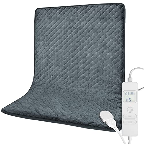 Heating Pad for Back, Neck, Shoulder Pain, 32''x24'' King Size Electric Heat Pad Fast-Heating 6 Temperature Level, 8 Timer Modes, Auto Shut Off, Ultra Soft Machine Washable