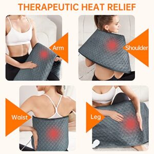 Heating Pad for Back, Neck, Shoulder Pain, 32''x24'' King Size Electric Heat Pad Fast-Heating 6 Temperature Level, 8 Timer Modes, Auto Shut Off, Ultra Soft Machine Washable