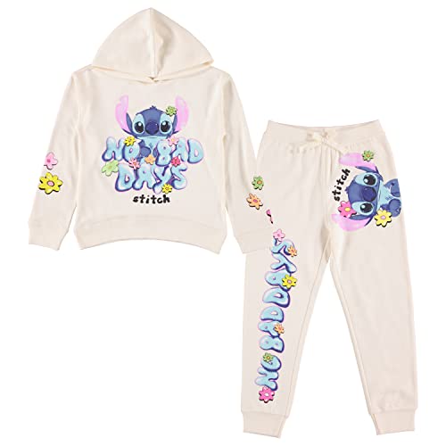 Disney Lilo & Stitch Clothing Set, Sweatshirt Hoodie and Jogger, 2-Piece Outfit Set - Girls Sizes 4-16 Ivory