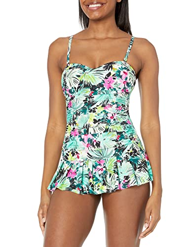 Profile by Gottex Women's Standard Beautiful Day Bandeau Swimdress, Multi/Grn, 44