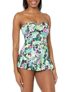 profile by gottex women's standard beautiful day bandeau swimdress, multi/grn, 44