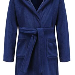 E.W Apparel Kids Boys Girls Hooded Towelling Bathrobe Dressing Gown 100% Cotton Terry Towel Soft Terry Cloth Robe 5-16 Years(Navy,7-8 Years), 2022-09-13