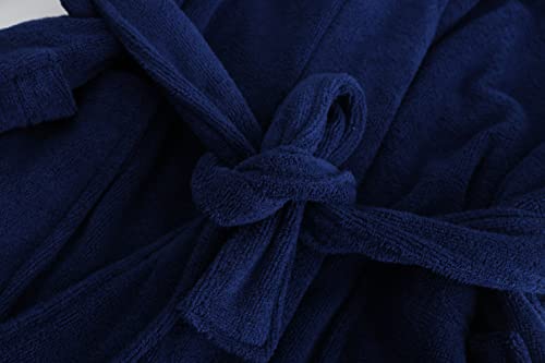 E.W Apparel Kids Boys Girls Hooded Towelling Bathrobe Dressing Gown 100% Cotton Terry Towel Soft Terry Cloth Robe 5-16 Years(Navy,7-8 Years), 2022-09-13