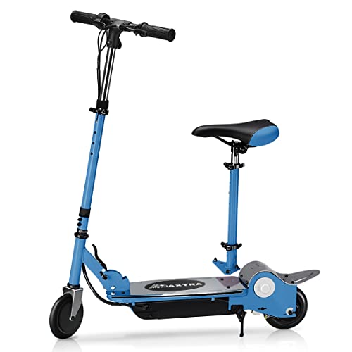 MAXTRA E120 Electric Scooter with Seat for Kids Ages 6-12, 60 Mins Long Battery Life, Removable Seat 2 Riding Styles, 155lbs Max Load, Navy Blue (ML-44GDRS-ES-E120)