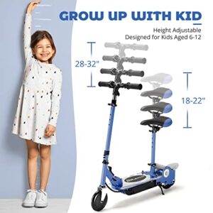 MAXTRA E120 Electric Scooter with Seat for Kids Ages 6-12, 60 Mins Long Battery Life, Removable Seat 2 Riding Styles, 155lbs Max Load, Navy Blue (ML-44GDRS-ES-E120)