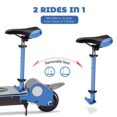 MAXTRA E120 Electric Scooter with Seat for Kids Ages 6-12, 60 Mins Long Battery Life, Removable Seat 2 Riding Styles, 155lbs Max Load, Navy Blue (ML-44GDRS-ES-E120)