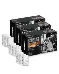 cleanhike espresso machine cleaning tablets - (54 tabs, 3 boxes) for breville, jura, miele, and universal coffee machine for all brands - heavy duty professional coffee grease and residue cleaner for baristas