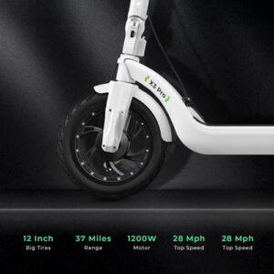 isinwheel X3Pro Electric Scooter, 1200W Motor E-Scooter,12" Fat Tires, 37 Miles Range, 28 Mph Portable Folding Commuter Electric Scooter for Adults, Maximum Load 400lbs & 4 Speed Modes