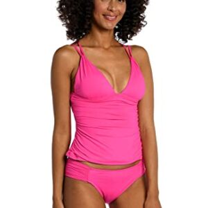 La Blanca Women's Island Goddess Over The Shoulder Tankini Swimsuit Top, Pop Pink, 6