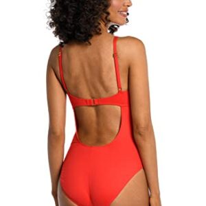 La Blanca Women's Island Goddess Twist Keyhole One Piece Swimsuit, Cherry, 10