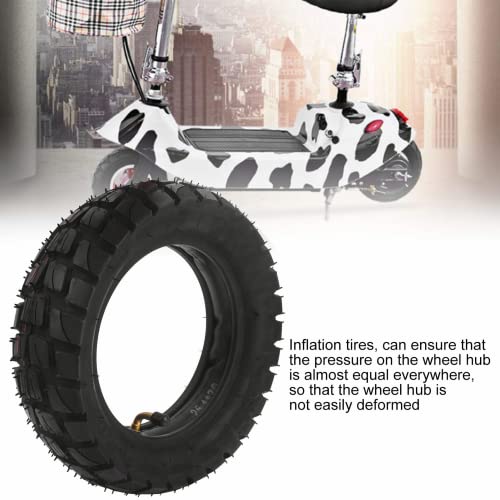 Gueiddi Scooter Tire and Inner Tube, 10in Thickened Rubber Anti‑Skid Electric Scooter Tire with Inner Tube Inflatable Rubber Tyre Replacement 255x80 Electric car Scooter