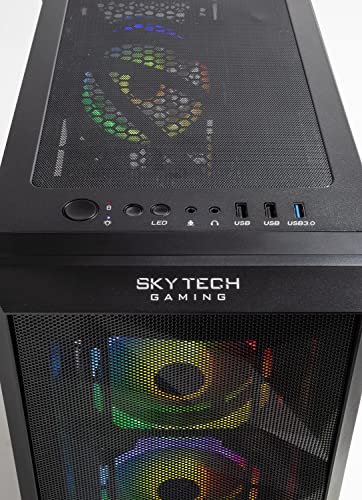 Skytech Gaming Chronos Mini Gaming PC Desktop – AMD Ryzen 5 3600 3.6 GHz, NVIDIA RTX 3050, 500GB NVME SSD, 16GB DDR4 RAM 3200, 600W Gold PSU, Wi-Fi, Windows 11 Home 64-bit