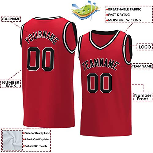 Custom V Neck Basketball Jersey Personanlized Stitched/Printed Sports Jerseys for Men/Youth Red