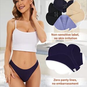 Sunm Boutique 5 Pack Seamless Thongs for Women No Show Thongs Nylon Stretch Thong Panties Underwear S-XL