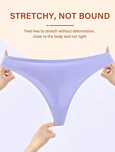 Sunm Boutique 5 Pack Seamless Thongs for Women No Show Thongs Nylon Stretch Thong Panties Underwear S-XL