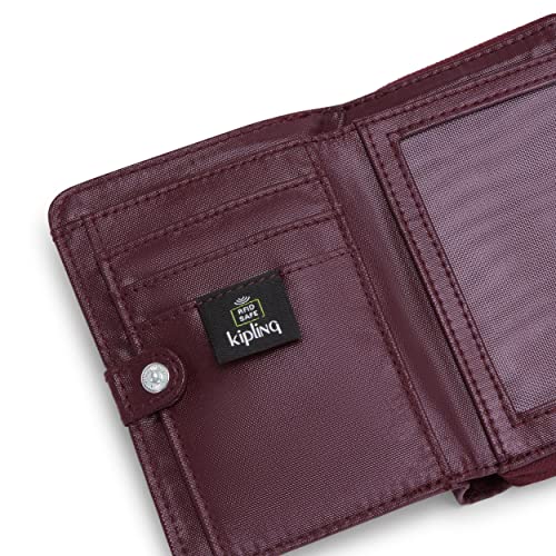 Kipling Women's Money Love, RFID Anti-Hacker Technology, Zip Closure Wallet, Burgundy Lacq