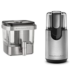 kitchenaid kcm4212sx cold brew coffee maker-brushed stainless steel, 28 ounce & blade coffee grinder - onyx black