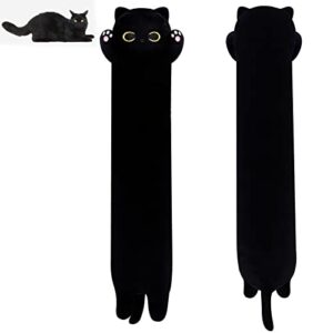 mufeiruo long cat plush long plush body toy, cute long cat stuffed animals soft long cat plushie, black cat plush kawaii cartoon stuffed cat toys for kids birthday christmas