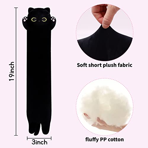 MUFEIRUO Long Cat Plush Long Plush Body Toy, Cute Long Cat Stuffed Animals Soft Long Cat Plushie, Black Cat Plush Kawaii Cartoon Stuffed Cat Toys for Kids Birthday Christmas