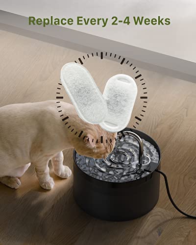 GIOTOHUN Cat Fountain Filters, 4 Pieces Filters + 4 Pieces Foam Filters for Cat Fountains, Filtering Hair (Sponge), Triple Filtering (Filter), Suitable for H1