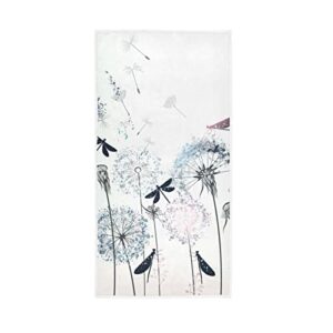 otvee elegant dandelions and dragonflies towel washcloth 30x15 inch polyester fingertip towel for home bathroom decor