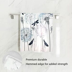 OTVEE Elegant Dandelions and Dragonflies Towel Washcloth 30x15 Inch Polyester Fingertip Towel for Home Bathroom Decor