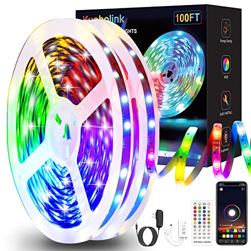 Kyoholink 100ft Bluetooth Led Strip Lights (2 Rolls of 50ft), Music Sync Smart Lighting Strips with App Control, Color Change 5050 Led Light for Bedroom, Living Room, Kitchen, Party Decoration