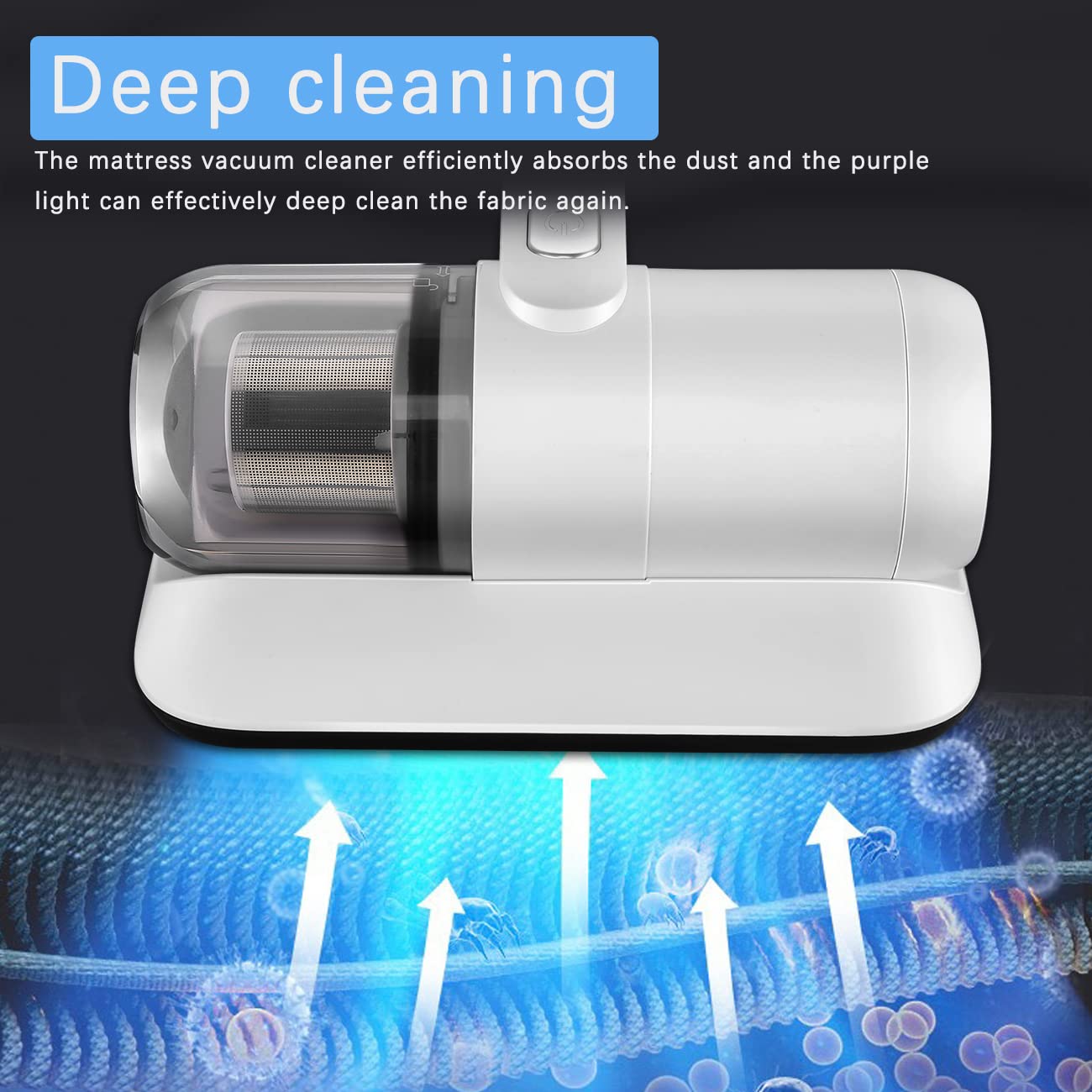 Bed Vacuum Cleaner, Handheld UV Mattress Vacuum with HEPA Filter, Effectively Clean Up for Pillows, Sheets, Mattresses, Sofas, Plush Toys and Other Fabric Surfaces