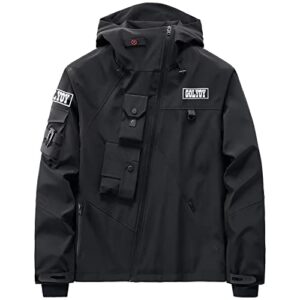 golyoy bomber jacket men lightweight techwear windbreaker multi-pocket zip up streetwear tactical jacket for men