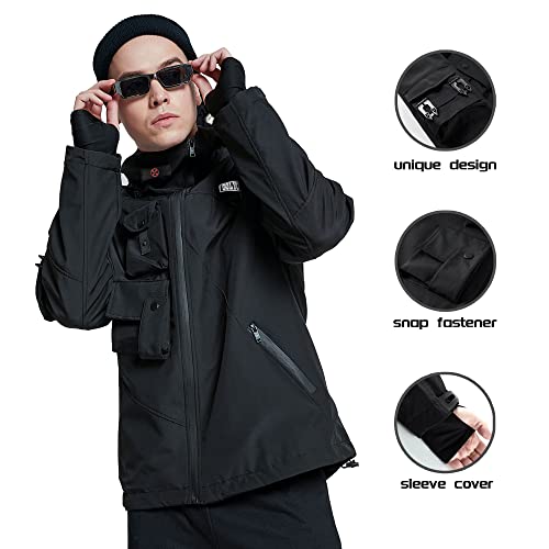 GOLYOY Bomber Jacket Men Lightweight Techwear Windbreaker Multi-Pocket Zip Up Streetwear Tactical Jacket For Men