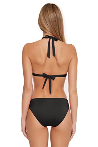 Trina Turk Women's Standard Monaco Tab Side Hipster Bikini Bottom-Cheeky Coverage, Swimwear Separates, Black, 8