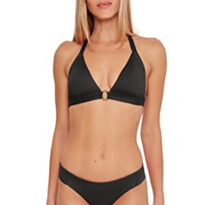 Trina Turk Women's Standard Monaco Tab Side Hipster Bikini Bottom-Cheeky Coverage, Swimwear Separates, Black, 8